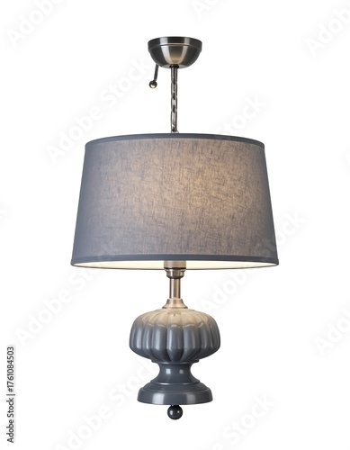 Gray pendant light with fabric shade
