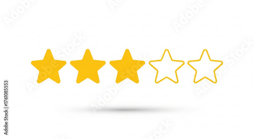 Three star rating review vector graphic customer satisfaction experience feedback quality performance concept