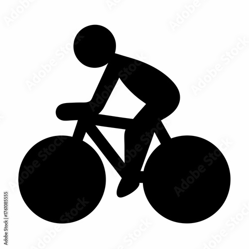 Silhouette of a cyclist riding a bicycle on a white background