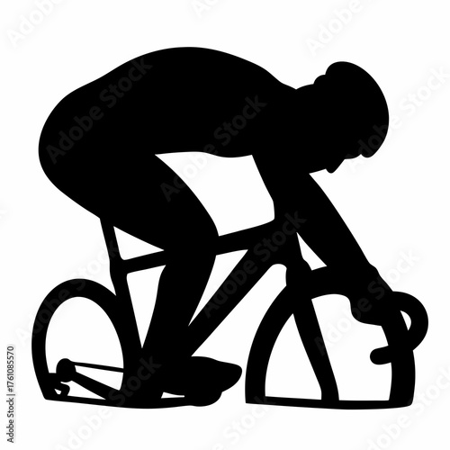 Silhouette of a Cyclist in Motion, Sport and Exercise Concept Image