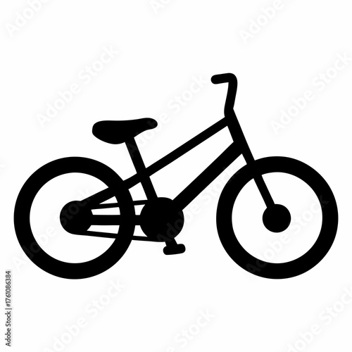 Simple black and white bicycle silhouette illustration on a white background