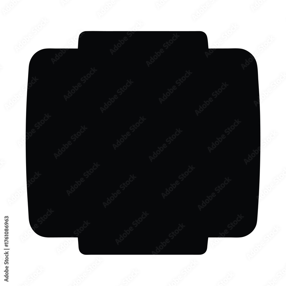 Naklejka premium Black Lego brick four stud silhouette on white background with rounded edges