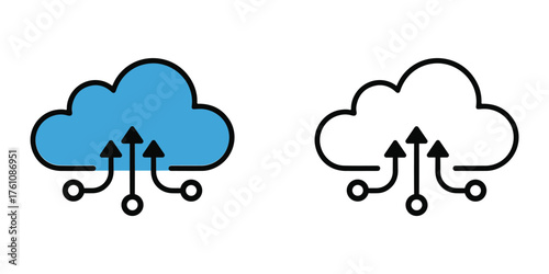 Cloud Computing Icon Set. Vector Illustration on White Background