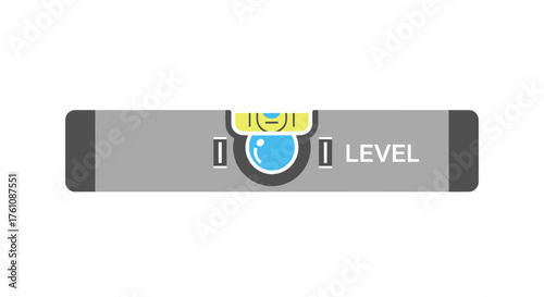 Gray Spirit Level Tool with Bubble Indicator and Black End Caps.