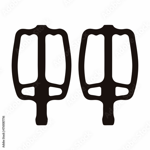 Silhouette Image of Two Bicycle Pedals on a Clean White Background