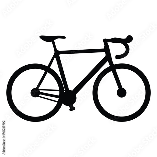 Minimalist Black and White Bicycle Illustration with Road Bike Style