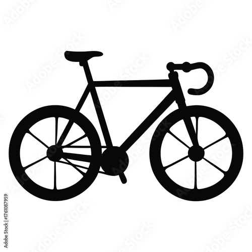 Silhouette of a classic road bicycle with drop bars and spoked wheels