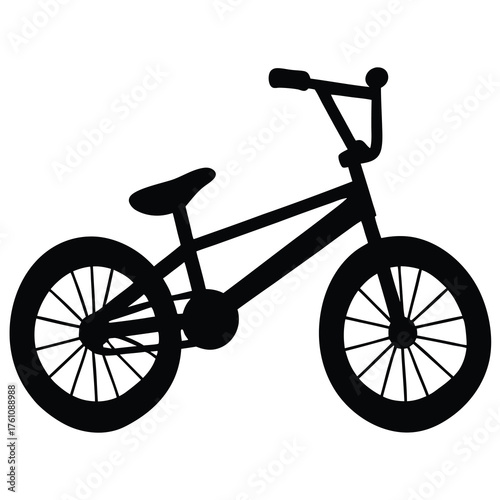 Monochrome Illustration of BMX Bike, Ready to Ride, Simple Design Style