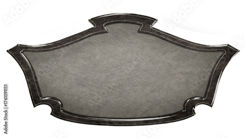Vintage leather signboard in dark stone frame isolated on white background