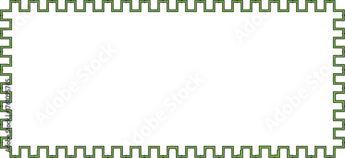 geometric crenellated border frame with sage green interlocking pattern - structured rectangular decoration, formal template framing, and architectural boundary design for professional and elegant con