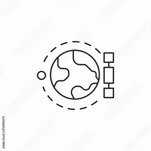 earth satellite orbit icon sign vector