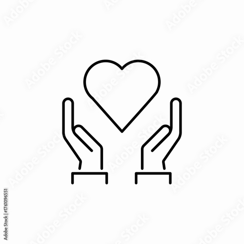 love heart care hands icon sign vector