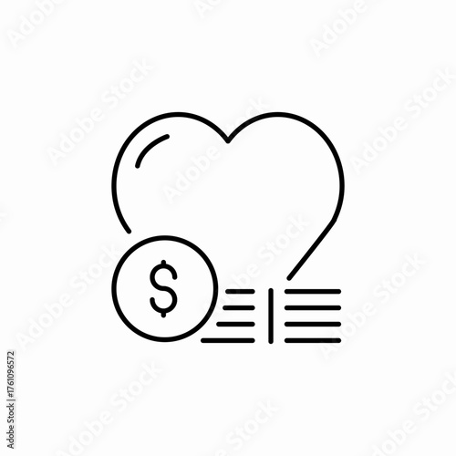 love heart money icon sign vector