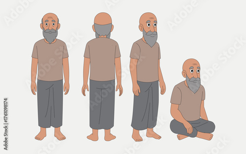 Indian village old man cartoon character. moral stories for the best cartoon character.