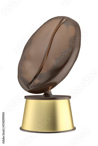 Trophy with coffee bean on transparent background