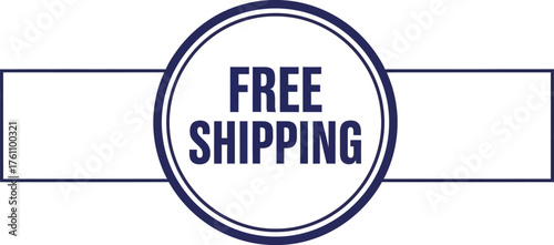 Promotional free shipping banner with space for custom text announcement flat design vector illustration isolated on transparent background