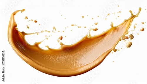 splash peanut butter isolated on white background generative ai
