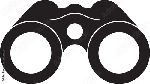 Black Silhouette of Binoculars with a Curved Line Detail on a White Background optics vision also transparent background