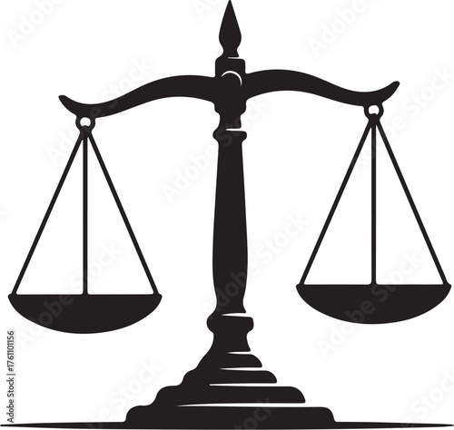 Black Silhouette of a Justice Scale on a White Background legal balance also transparent background