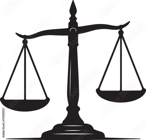 Black Silhouette of a Justice Scale on a White Background legal balance also transparent background