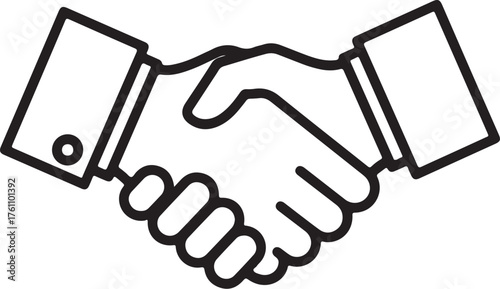 Outline Icon of Two Hands Shaking in Agreement on a White Background handshake business also transparent background