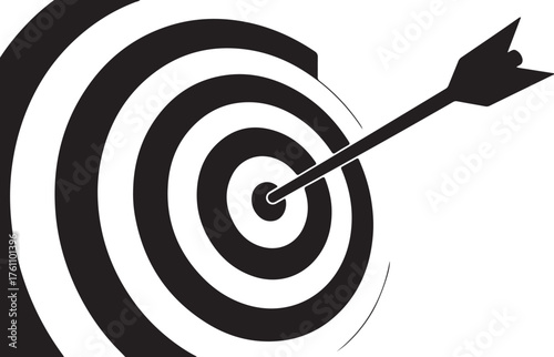 Black and white archery target with arrow in the bullseye on a white background vector illustration also transparent background