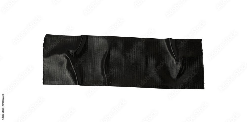 Fototapeta premium Black adhesive tape isolated on a transparent background, Crumpled Black Duct Tape Strips Set Illustration for Repair and Craft Design
