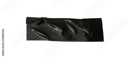 black torn tape isolated transparent background, black adhesive tape texture black scotch plastic
