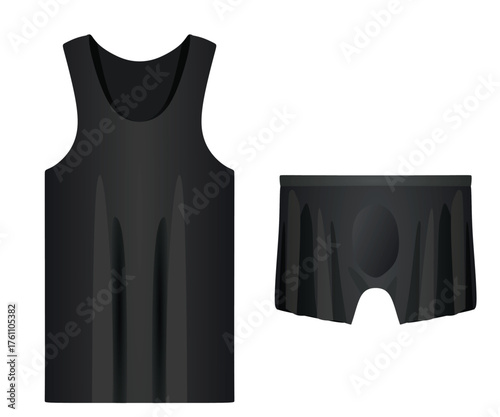 Black sleeveless t shirt and panties. vector illustration	