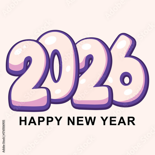 Happy New Year 2026 Celebration Typography Design
