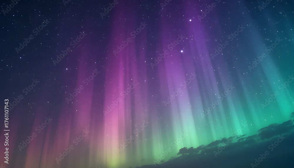 Fototapeta premium colorful aurora borealis northern lights in purple and green starry night sky