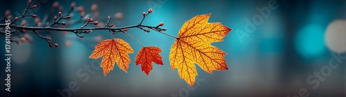 The rustic charm of november's autumn sunlight. Experimental photography. Enhanced november poster with vibrant leaves and sunlit grunge. Artistic distortion. Edgy editorial.