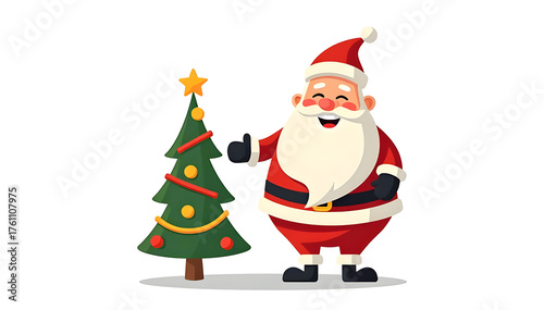 ilustration santa claus with christmas tree