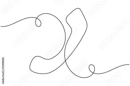 Communication call icon continuous one line drawing on white background minimal mobile and telephone outline vector illustration
