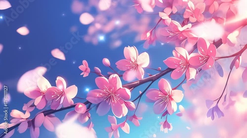 Beautiful falling cherry blossom animation motion