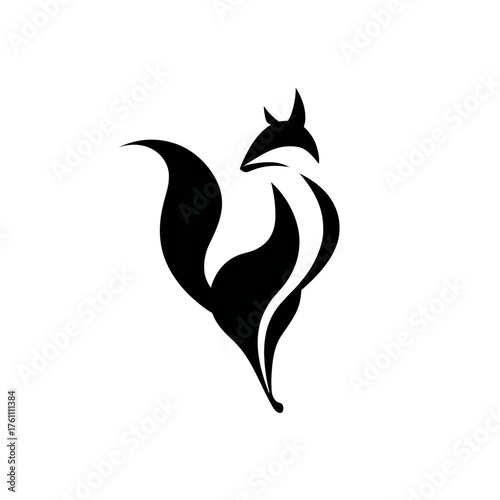 Minimalist black fox silhouette logo design. Stylized wild animal concept vector graphic for branding and creative projects.