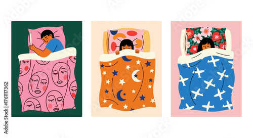 Sleeping People A Vibrant Collection of Nighttime Comfort and Dreamy Rest