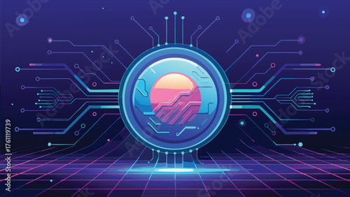 Futuristic Blue Circuit Network | Glowing Tech Interface and Digital Innovation Concept