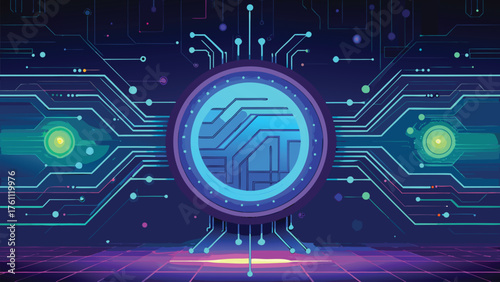 Futuristic Blue Circuit Network | Glowing Tech Interface and Digital Innovation Concept