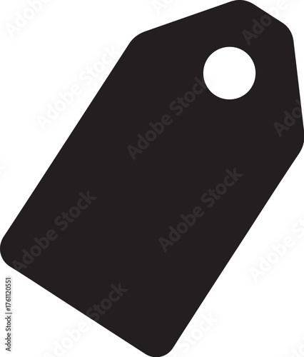 Black silhouette of a price tag or label with a circular hole on a white background sale discount also transparent background