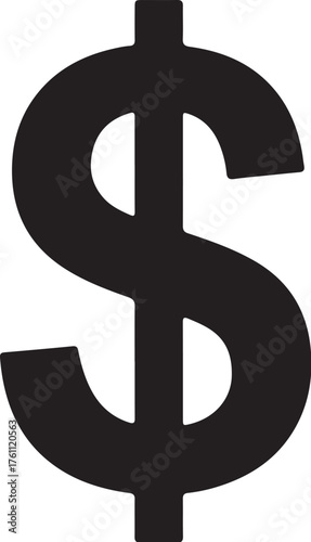 Black silhouette of a dollar sign on a white background money currency also transparent background