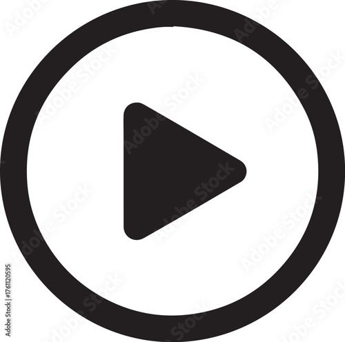 Black Play Button Icon Inside a Circle on White Background play icon video also transparent background