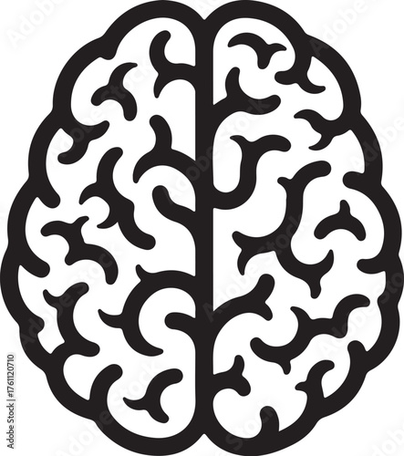 Black Outline Icon of a Human Brain on White Background mind thinking also transparent background