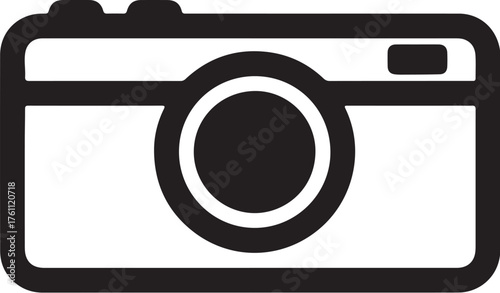 Black Outline Icon of a Retro Camera on White Background photography photo also transparent background