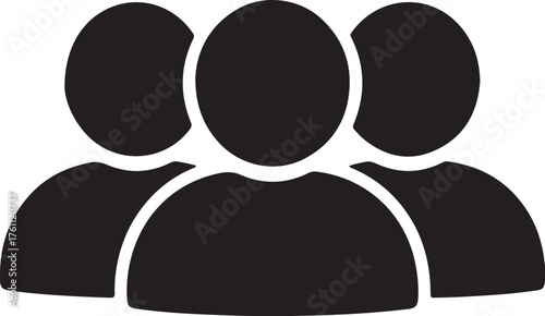 Black Silhouette Icon of Three People Group on White Background team community also transparent background