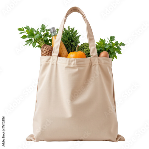 Eco-Friendly Tote Bag Filled With Fresh Produce And Groceries