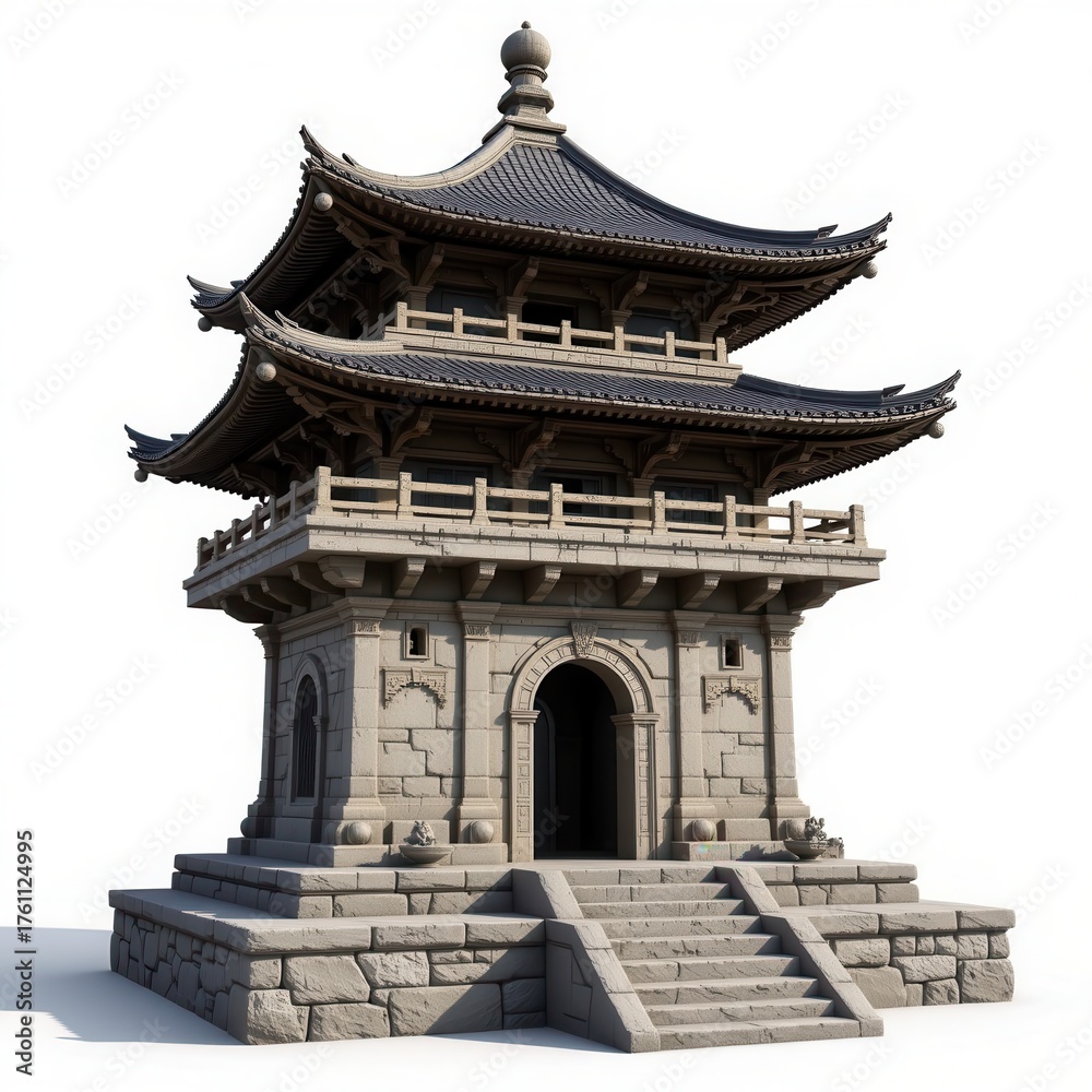 Fototapeta premium Traditional Asian Pavilion Architecture with Ornate Roof Details