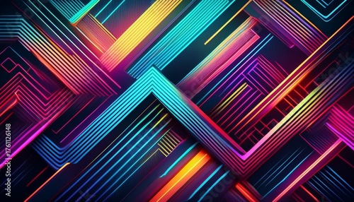 abstract neon lines intersect in geometric pattern