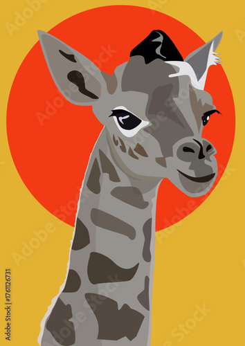 giraffe head  in the sun vector illustration