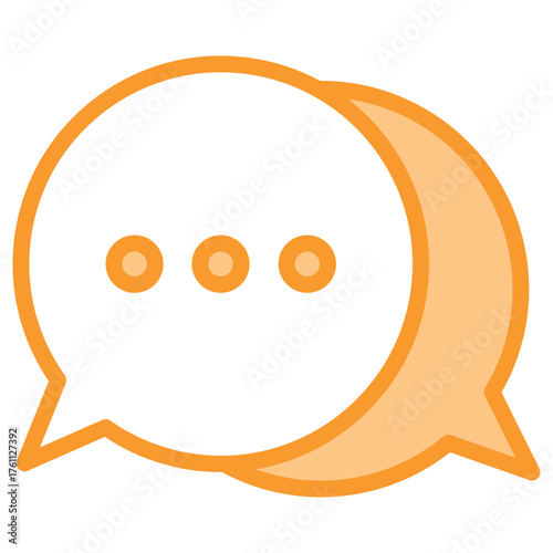 Chat bubble icon in orange outline with ellipsis
